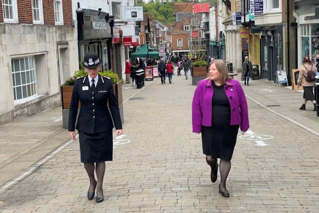 Newly-elected Hampshire Police and Crime Commissioner Donna Jones with Hampshire police's Chief Constable Olivia Pinkney in Winchester Picture: Ben Mitchell/PA Wire