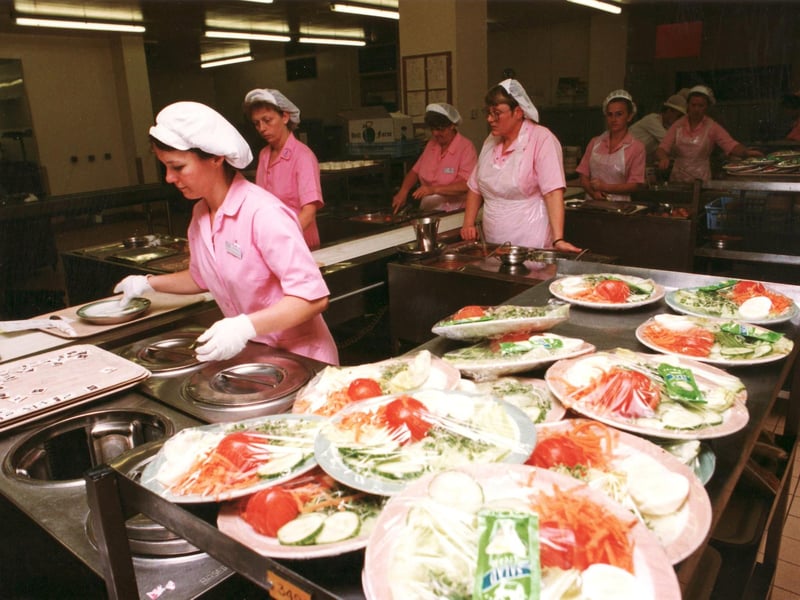 Meals being prepared in the kitchen in February 1995