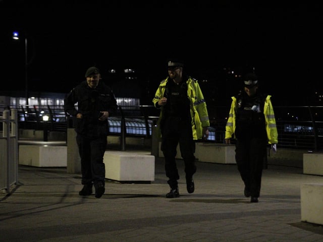 A 'suspicious package' was disposed of by the bomb squad at The Hard in Portsmouth last night. Picture: Jack