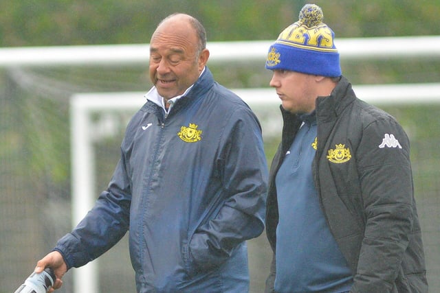 Moneyfields coach Oliver Adnan, left, and interim manager Ash Clarke. Picture by Martyn White