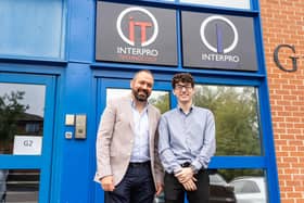 Mark Abrams and Will Lancaster at his new apprentice at Interpro Technology Solutions. Photo by Matthew Clark
