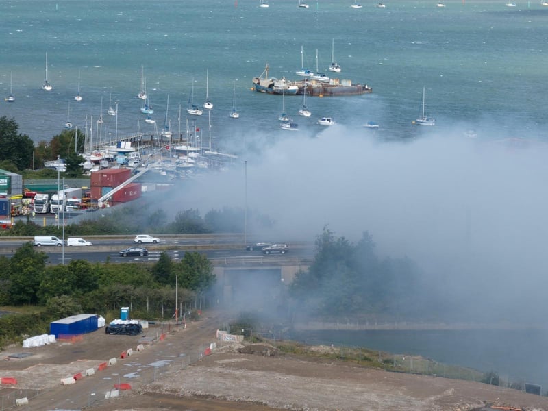 Drone image showing the scene following a huge fire at the TJ Waste & recycling in Tipner. Picture: Marcin Jedrysiak