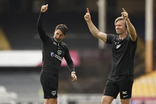 Danny and Nicky Cowley were dismissed by Pompey on Monday night in the aftermath of a dismal defeat to Charlton. Picture: Jason Brown/ProSportsImages