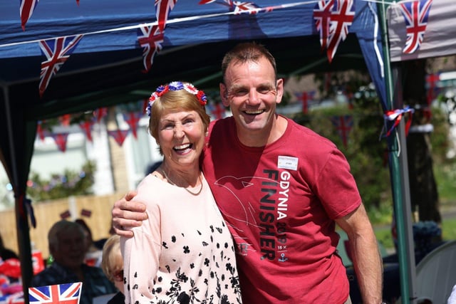 Eva Davis and Andy Holmes at the street party in Green Road, Stubbington