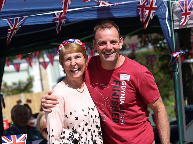 Eva Davis and Andy Holmes at the street party in Green Road, Stubbington
