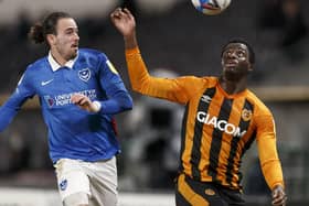 Pompey's Ryan Williams and Josh Emmanuel of Hull City. Picture: Daniel Chesterton/phcimages.com