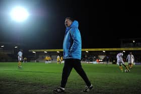 Paul Doswell pictured at Plainmoor during his time as Sutton United manager. Photo by Harry Trump/Getty Images.