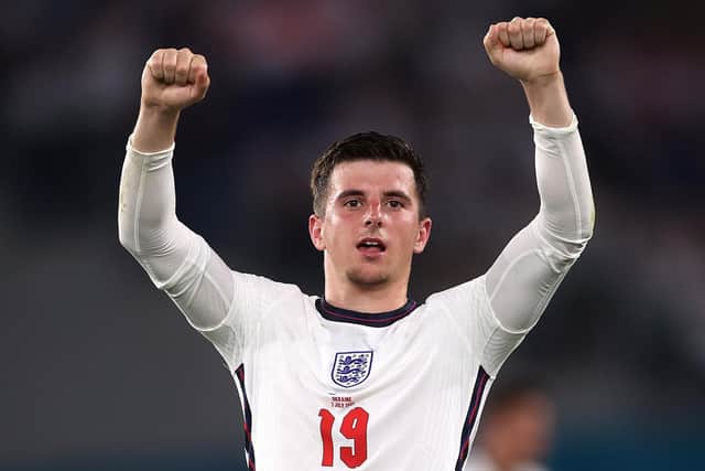 Mason Mount celebrates after victory in the Euro 2020 quarter-final match against Ukraine. Picture: Lars Baron/Getty Images