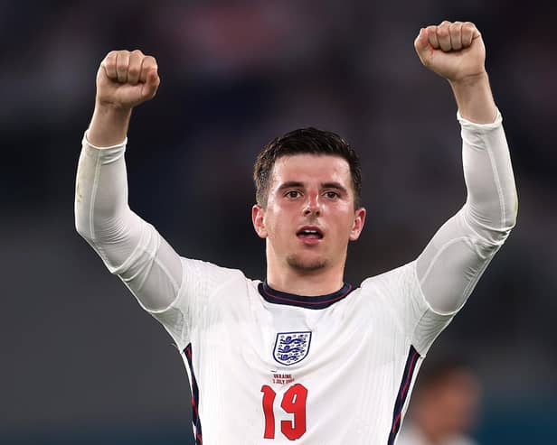 Mason Mount celebrates after victory in the Euro 2020 quarter-final match against Ukraine. Picture: Lars Baron/Getty Images
