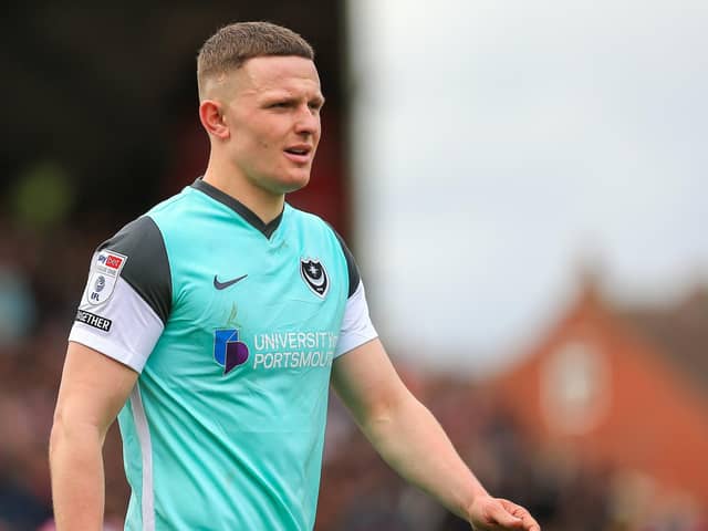Colby Bishop rued his late missed chance which condemned Pompey to a goalless draw at Lincoln. Picture: Jez Tighe/ProSportsImages