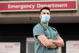 Junior doctor Dr Raphael Lippa outside A&E at Queen Alexandra Hospital, CoshamPicture: Chris Moorhouse   (171020-)