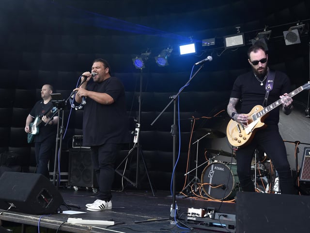 Pictured is: Restless performing at the festival. Picture: Sarah Standing (010923-7808)