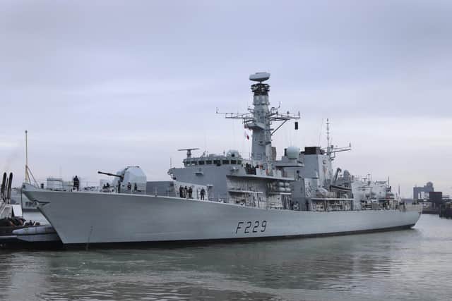 HMS Lancaster pictured during a refit at Portsmouth Naval Base in December 2019.  Photo: Royal  Navy