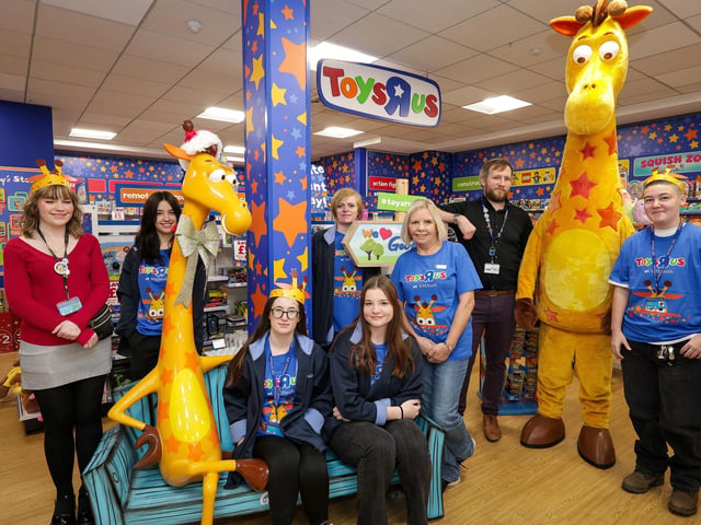 Manager Bryony Waldron, left, and staff at the opening of the Toys R Us shop in WHSmith, West Street, Fareham Picture: Chris Moorhouse (231124-02)