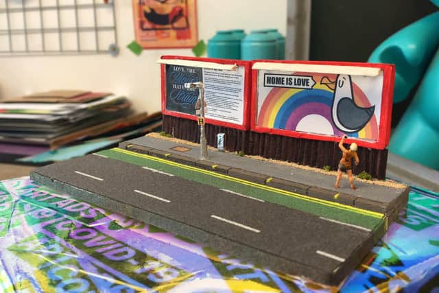 A scale model of the billboards in Fratton. Photo: Tom Cotterill