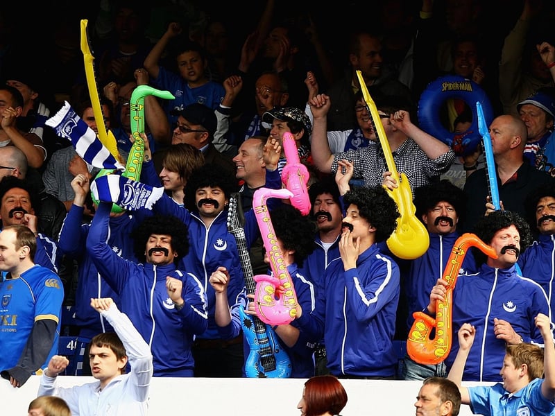 Pompey fans in fancy dress during the Premier League match at Everton in May 2010. Photo by Matthew Lewis/Getty Images