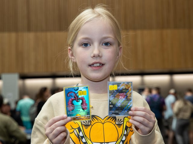 Freya, 7, found new cards to purchase at Pokemania.   Photos by Alex Shute