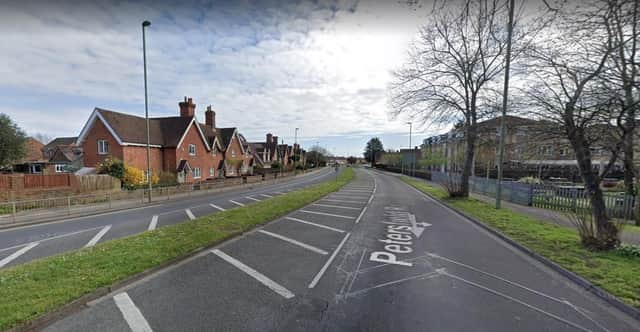 Three people were seen riding a moped in Petersfield Road, Leigh Park. Picture: Google Street View.