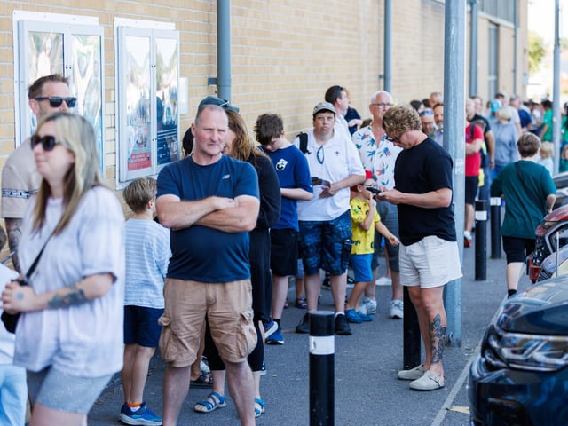 Lego fans queued round the building to get into the Mountbatten Centre for The Portsmouth Brick Festival Picture:Marcin Jedrysiak