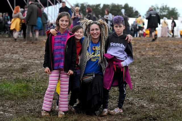 Wickham Festival 2023 started on Thursday, August 3, in Blind Lane, Wickham.

Pictured is: Claire Horn from Leeds with her three daughters (l-r) Eliza (9), Rory (8) and JoJo (8).  

Picture: Sarah Standing