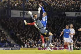 Ronan Curtis challenges Oxford keeper Simon Eastwood at Fratton Park. Picture: Jason Brown/ProSportsImages