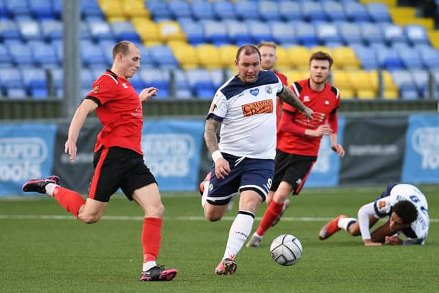 Danny Kedwell in action for Hawks against Eastbourne last January. Picture: Neil Marshall