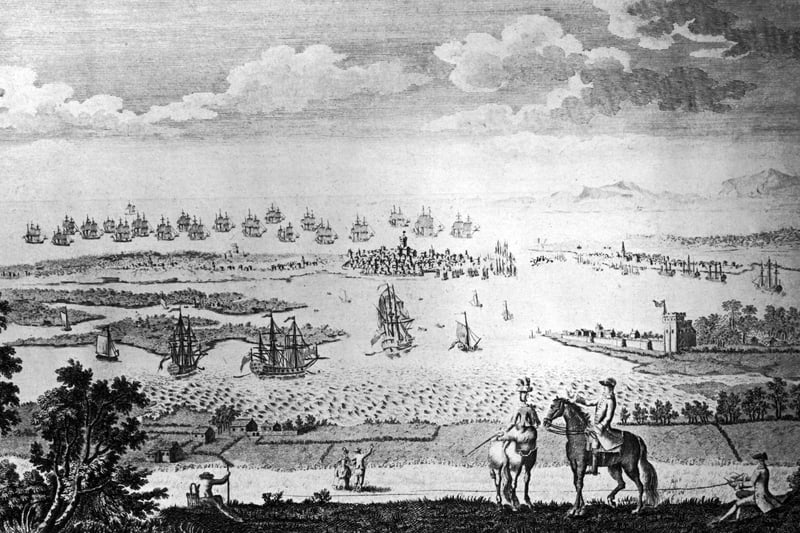 The harbour at Portsmouth, on the south coast of England, circa 1790. Original Publication : The Modern Universal British Traveller  (Photo by Hulton Archive/Getty Images)