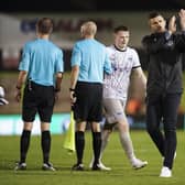 Pompey Head Coach John Mousinho has spoken about the half-time incident in the win at Forest Green. Pic: Jason Brown.