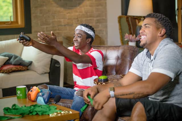 Xbox Game Pass Challenge featuring Caleb Mclaughlin with host Rukari Austin. Picture: Marcus Ingram/Getty Images for Xbox