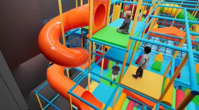 Proposed soft paly area, at Fareham Leisure Centre. The existing spiral slide will be relocated c) The Play Company