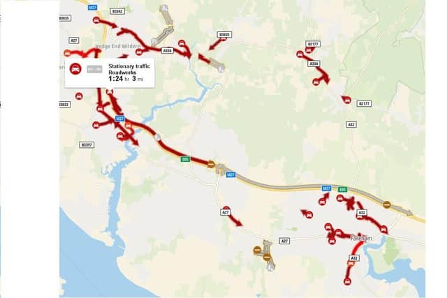 Delays caused by the weekend closure of the M27 between Junction 9 and Junction 11