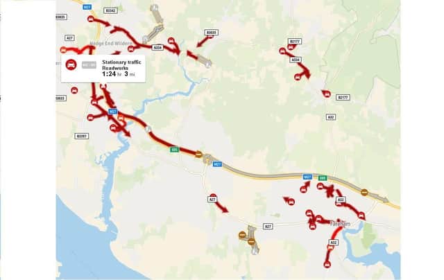Delays caused by the weekend closure of the M27 between Junction 9 and Junction 11