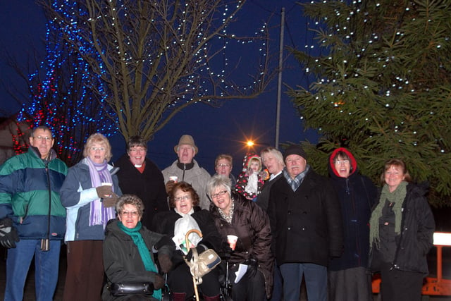 Mansfield Woodhouse Christmas lights switch on.
Organisers and visitors to the lights switch on gather around the Christmas tree in 2010.