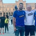 Pompey skipper Clark Robertson, left, in Seville for Glasgow Rangers' Europa League final against Eintracht Frankfurt  tonight.