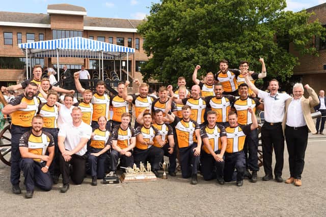 HMS Seahawk, the winners of the field gun competition.