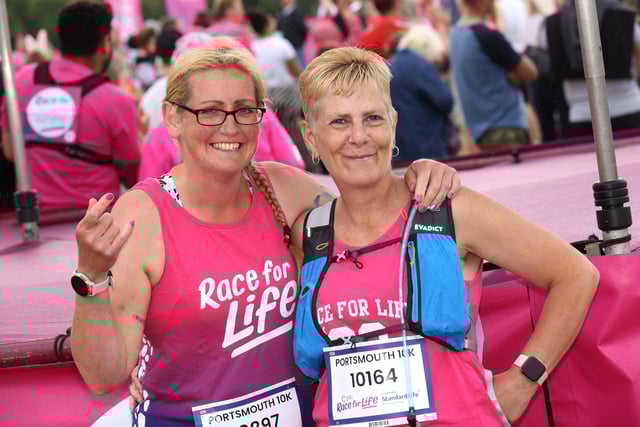 Race For Life event in Southsea, Hampshire. Pictured is (L-R) Maz Hall and Julie Stuckey.
Sunday 30th June 2024.
Picture: Sam Stephenson.