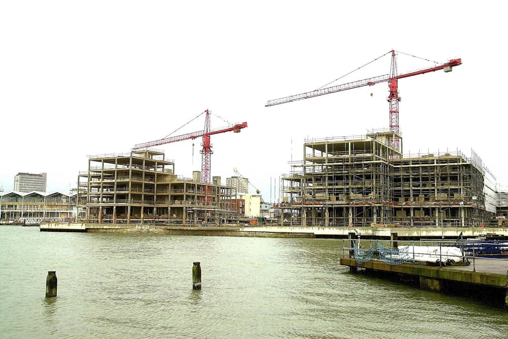 The Gunwharf development 10th February 2001, viewed from Old Portsmouth. Picture: Malcolm Wells. 010784-3