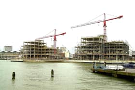 The Gunwharf development 10th February 2001, viewed from Old Portsmouth. Picture: Malcolm Wells. 010784-3