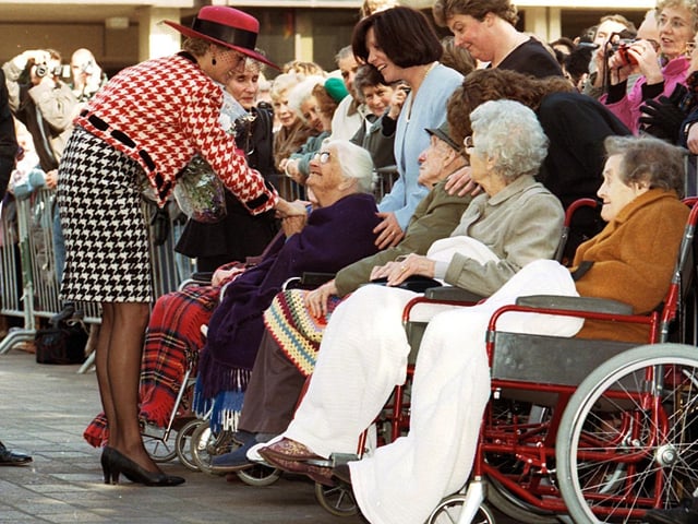 1992 Princess Diana stops to talk to people in Guildhall Square Portsmouth. Picture: Ian Hargreaves 3794-7