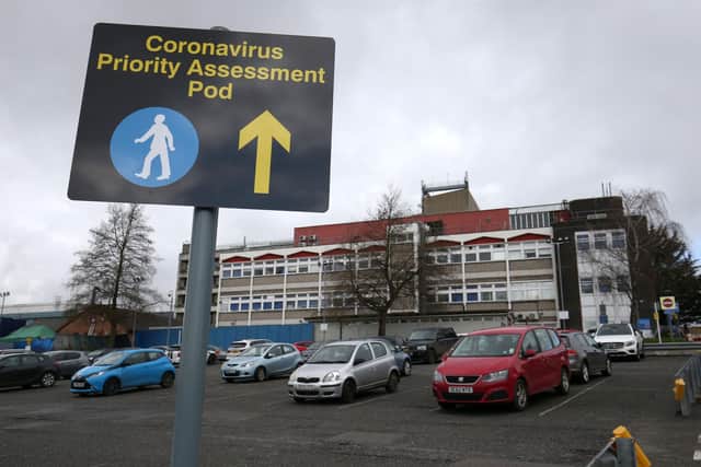 A sign outside Watford General Hospital relating to the Coronavirus pandemic. Picture: Jonathan Brady/PA Wire