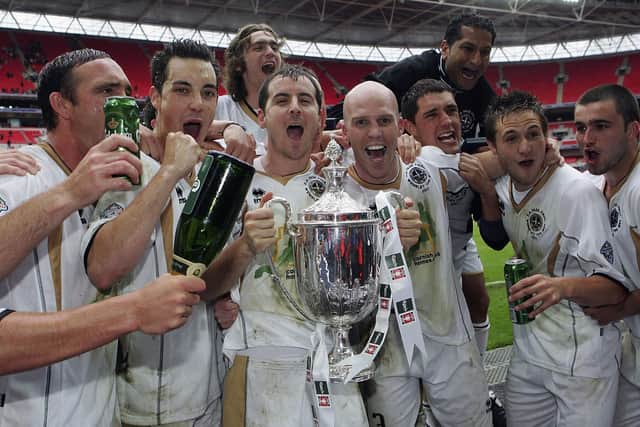 Truro City celebrate winning the FA Vase final in 2007 - but their team contained a handful of former professionals with big game experience. Photo by Julian Finney/Getty Images.