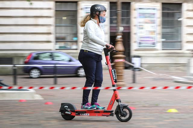 Voi e-scooters safety training day in Guildhall Square. Jayne Ashberry during the training session.

Picture: Stuart Martin (220421-7042)