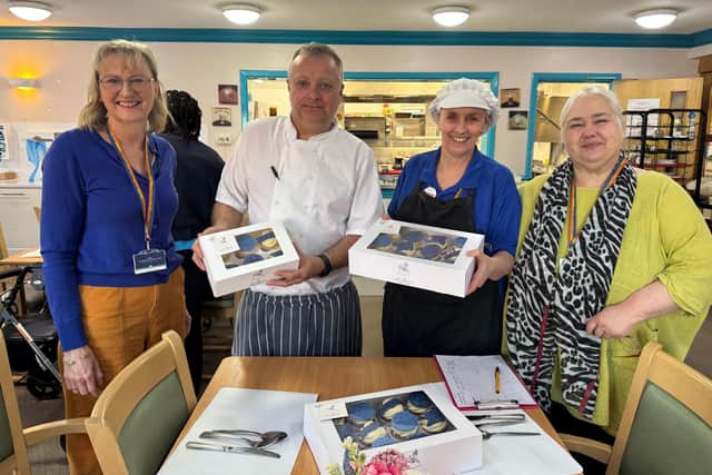 Some of the Russell Churcher Court team celebrating the good news. (L-R) Chief Exec Anne Taylor, Catering Manager Greg Watson, Kitchen Assistant Charlotte Johnston and Registered Care Manager Fiona Taylor.