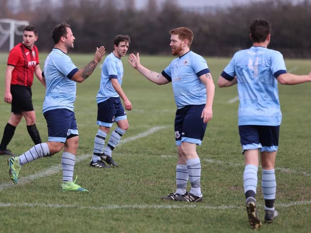 Josh Dean, left, has just scored for Portchester Rovers. Picture: Sam Stephenson