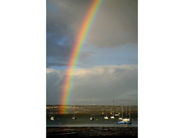 The rainbow over Portsmouth Harbour, as photographed by Alison Treacher.