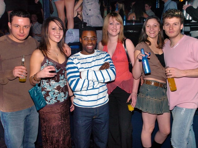 Clubbers enjoying the Friday night scene in Time & Envy nightclub at South Parade, Southsea in the 00s.