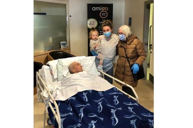 Paul Kempton with Millie, Ella and Julie in QA Hospital