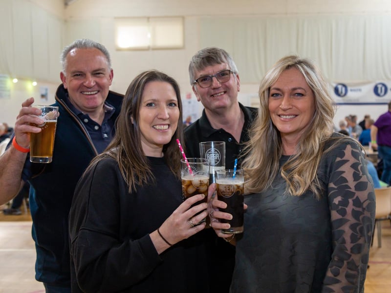 Friends spending an afternoon at the Wickham Beer Festival. Picture: Mike Cooter (060424)
