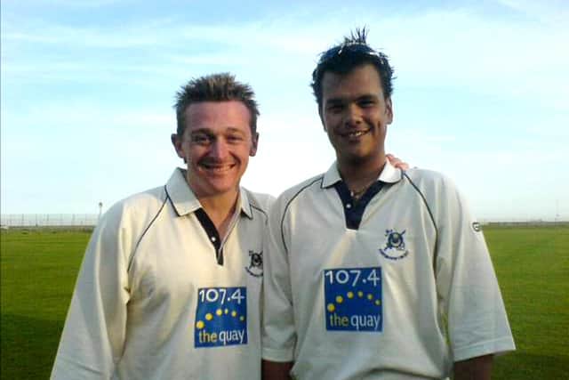 Former Hampshire players Derek Kenway, left, and Lawrie Prittipaul playing for Portsmouth CC in 2006. Pic: Chris Moon.