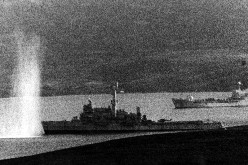 Missed. HMS Fearless in thre Falklands sent in by chef onboard Neil Thompson.